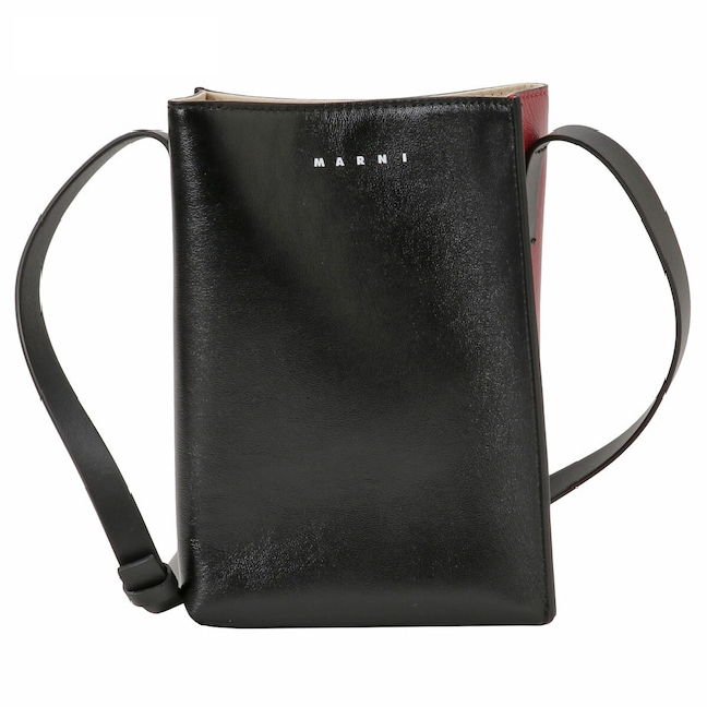 MARNI MUSEO SOFT NANO SHOULDER BAG LEATHER CROSSBODY SBMQ0040Q0 P2644 ZO274 BLACK GOJI マルニ ミュゼオ ソフト ナノバッグ レザー ショルダーバッグ マルチカラー ブラック レッド